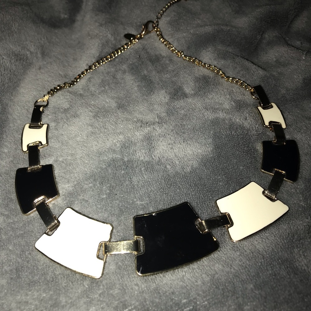 Black, White & Gold Link Necklace